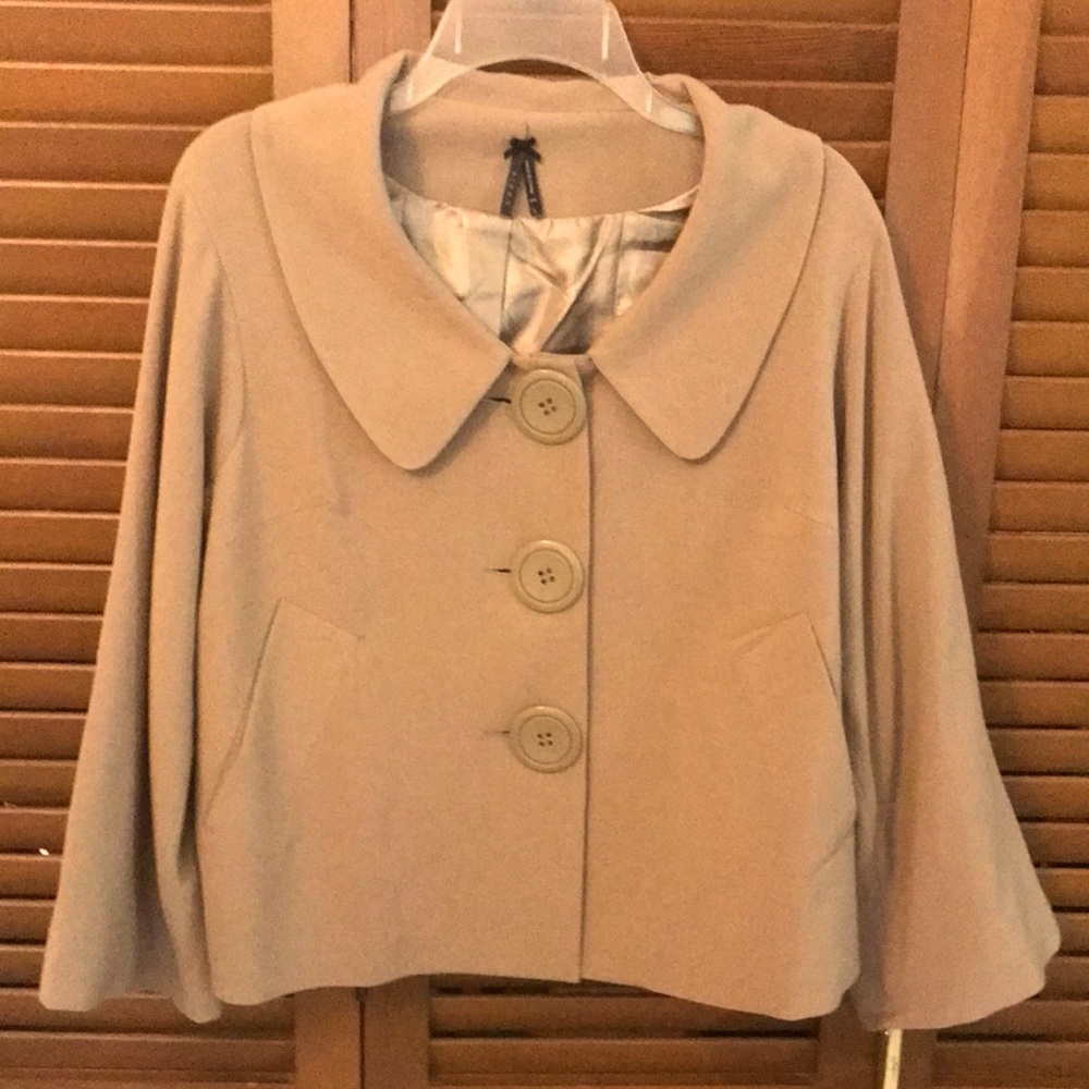 Lapis Beige Wool Blend Peter Pan Collar Jacket
